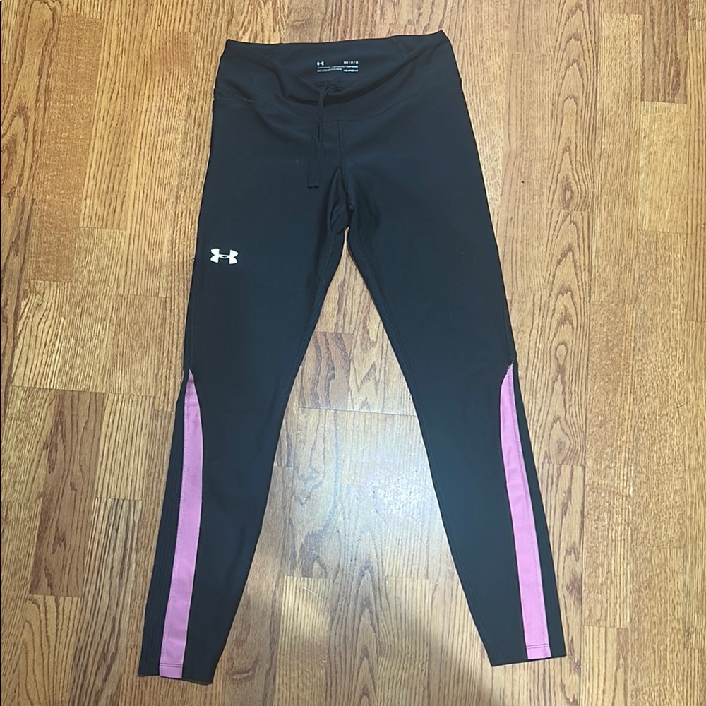 Under Armour Black Leggings with Pink Stripes
